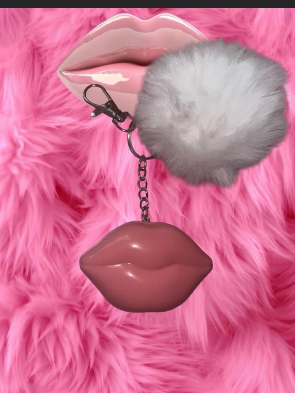 Lip-Shaped Portable Lip Balm Keychain — Pink